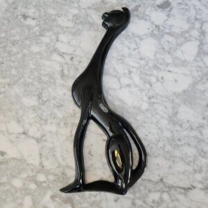 Back Siamese Cat ceramic wall plaque hanging Halloween MCM decor glossy